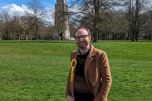 Coventry South PPC for the Liberal Democrats Stephen Richmond in the War Memorial Park, Coventry