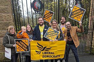 Coventry Liberal Democrats members stood outside the main gate at the War Memorial Park
